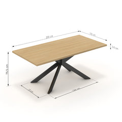 Étkezőasztal - Jama fekete lábbal - Vicenza tölgy, méret: 200x100