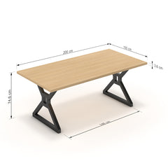 Étkezőasztal - Mandira fekete lábbal - Vicenza tölgy, méret: 200x100