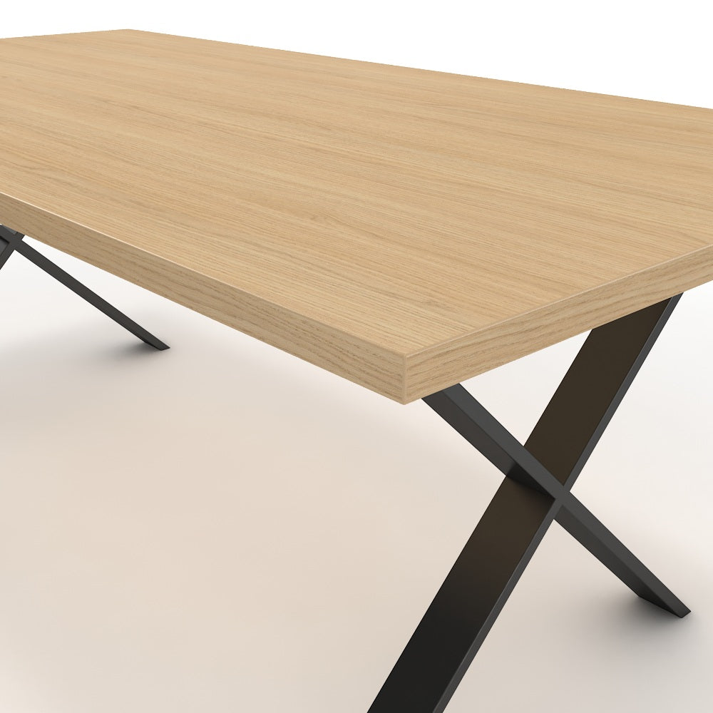 Étkezőasztal - Préma fekete lábbal - Vicenza tölgy, méret: 200x100