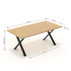 Étkezőasztal - Préma fekete lábbal - Vicenza tölgy, méret: 200x100