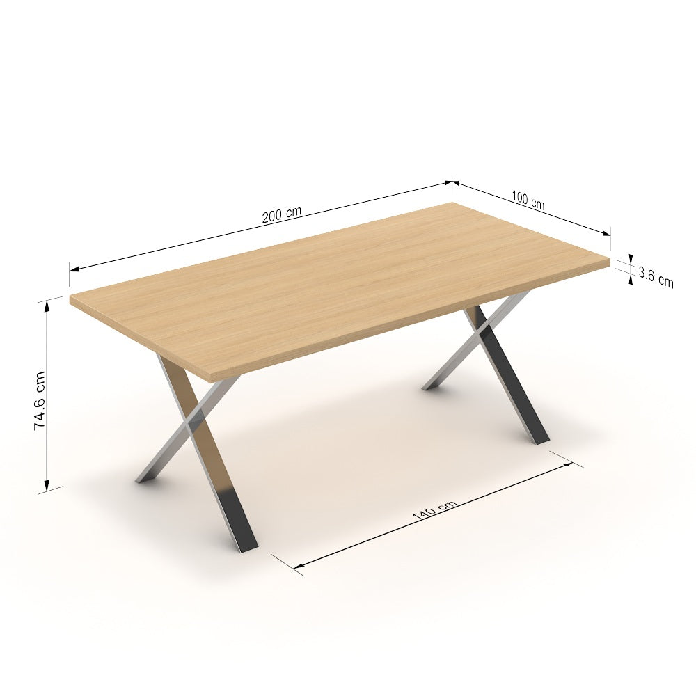 Étkezőasztal - Préma króm lábbal - Vicenza tölgy, méret: 200x100