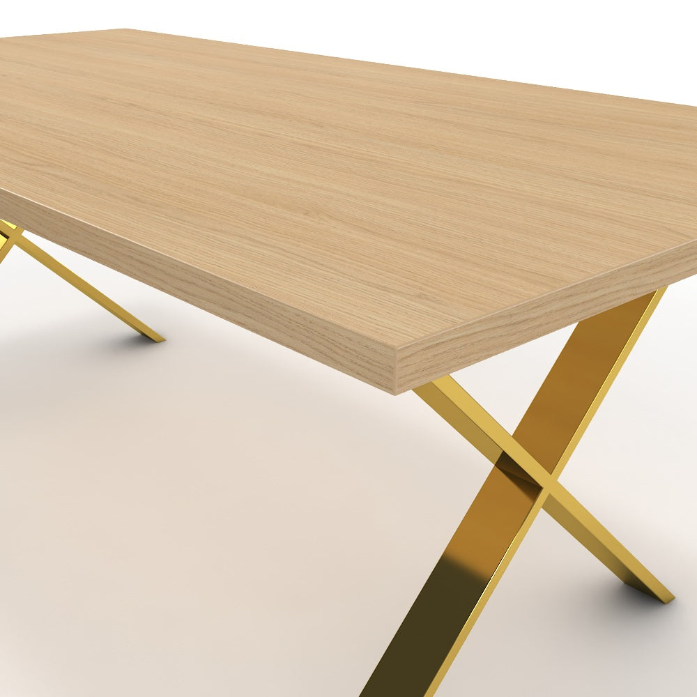 Étkezőasztal - Préma arany lábbal - Vicenza tölgy, méret: 200x100