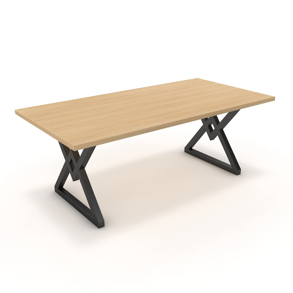 Étkezőasztal - Uttama fekete lábbal - Vicenza tölgy, méret: 200x100