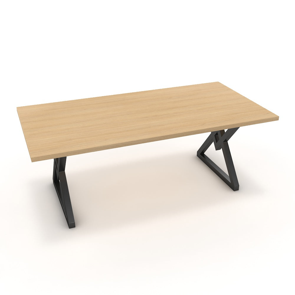 Étkezőasztal - Uttama fekete lábbal - Vicenza tölgy, méret: 200x100