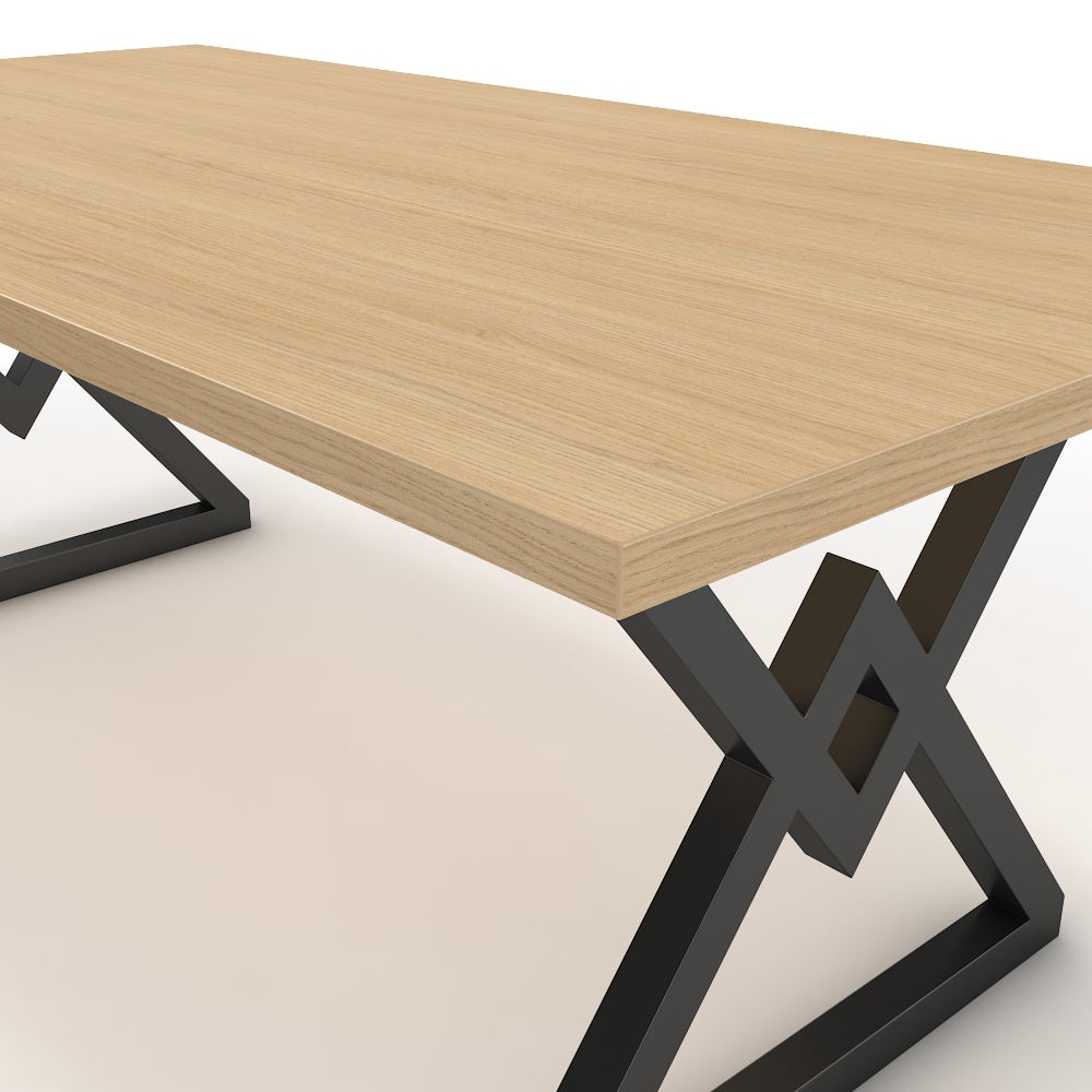 Étkezőasztal - Uttama fekete lábbal - Vicenza tölgy, méret: 200x100