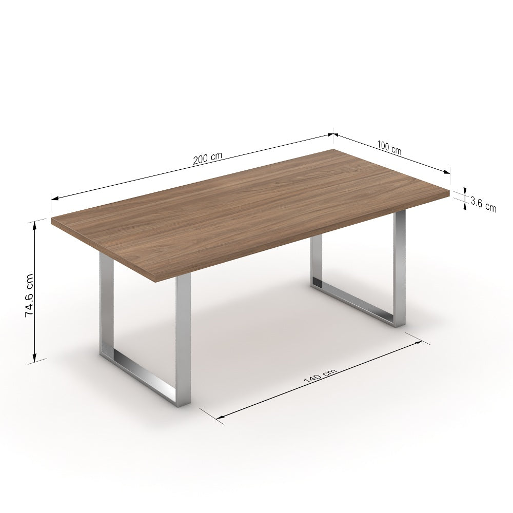 Étkezőasztal - Antara króm lábbal - Világos rauna szil, méret: 200x100
