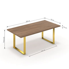 Étkezőasztal - Antara arany lábbal - Világos rauna szil, méret: 200x100