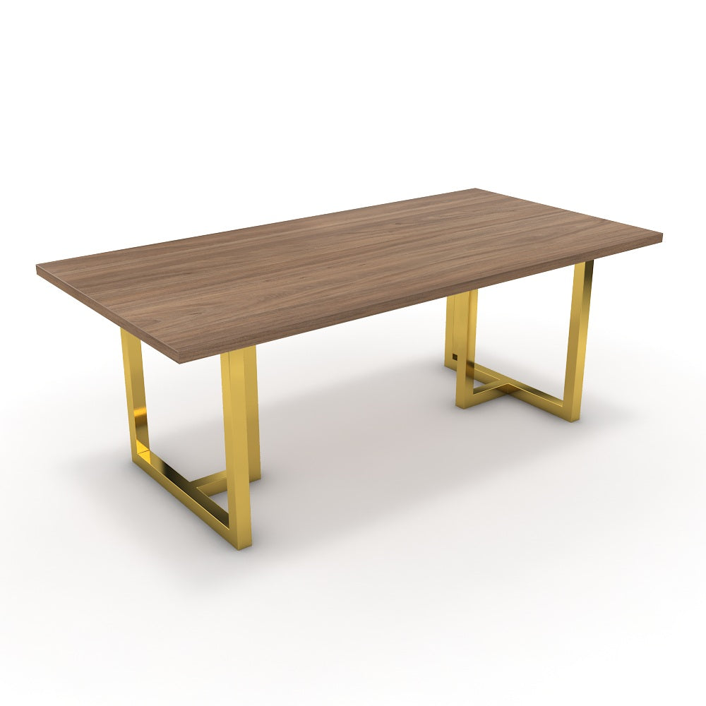 Étkezőasztal - Asara arany lábbal - Világos rauna szil, méret: 200x100