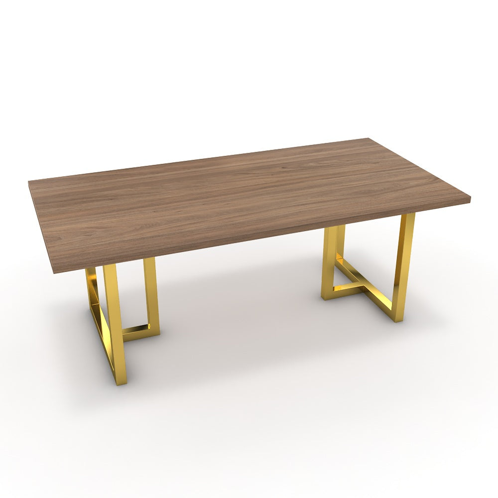 Étkezőasztal - Asara arany lábbal - Világos rauna szil, méret: 200x100