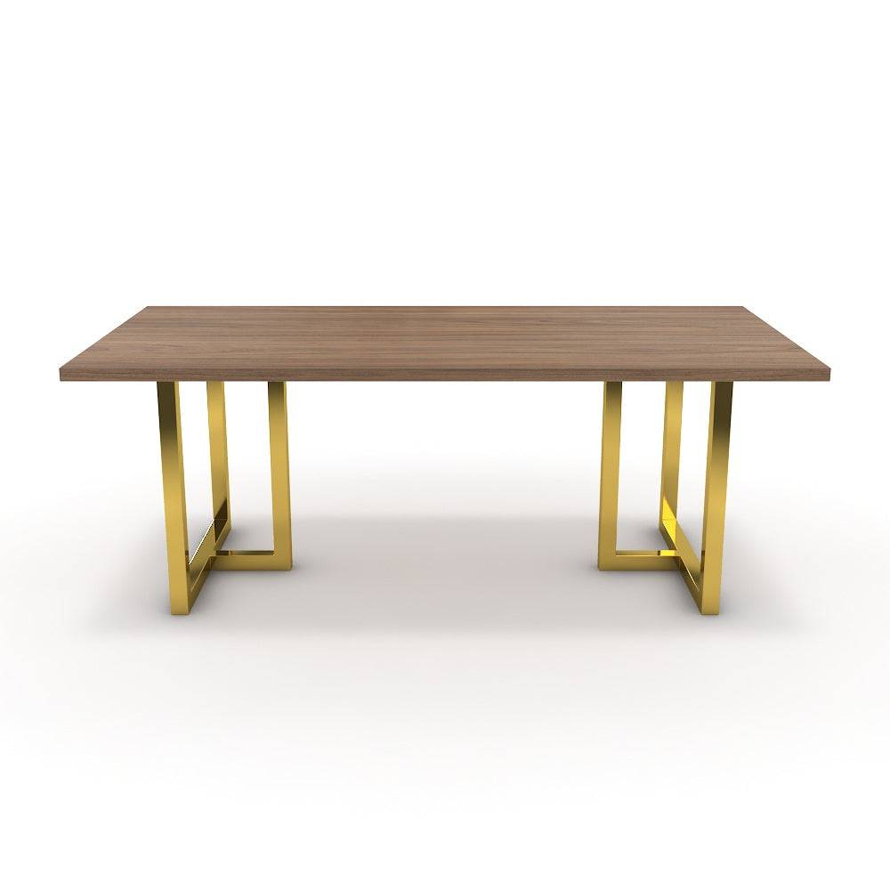 Étkezőasztal - Asara arany lábbal - Világos rauna szil, méret: 200x100