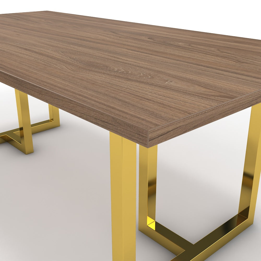 Étkezőasztal - Asara arany lábbal - Világos rauna szil, méret: 200x100