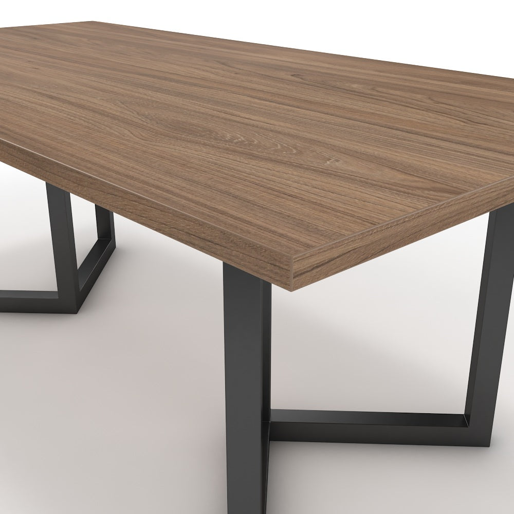 Étkezőasztal - Indra fekete lábbal - Világos rauna szil, méret: 200x100