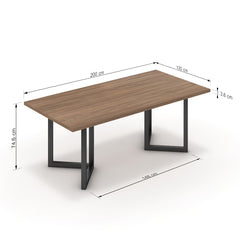 Étkezőasztal - Indra fekete lábbal - Világos rauna szil, méret: 200x100