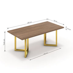 Étkezőasztal - Indra arany lábbal - Világos rauna szil, méret: 200x100
