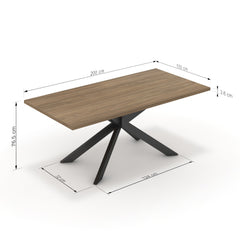 Étkezőasztal - Jama fekete lábbal - Világos rauna szil, méret: 200x100