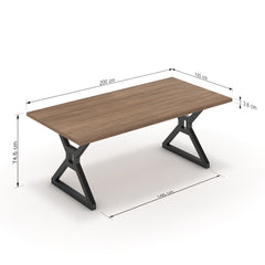 Étkezőasztal - Mandira fekete lábbal - Világos rauna szil, méret: 200x100