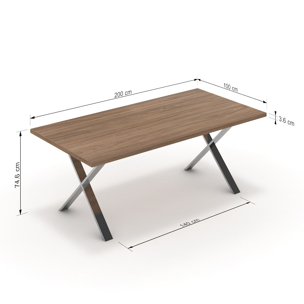 Étkezőasztal - Préma króm lábbal - Világos rauna szil, méret: 200x100