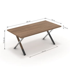 Étkezőasztal - Préma króm lábbal - Világos rauna szil, méret: 200x100