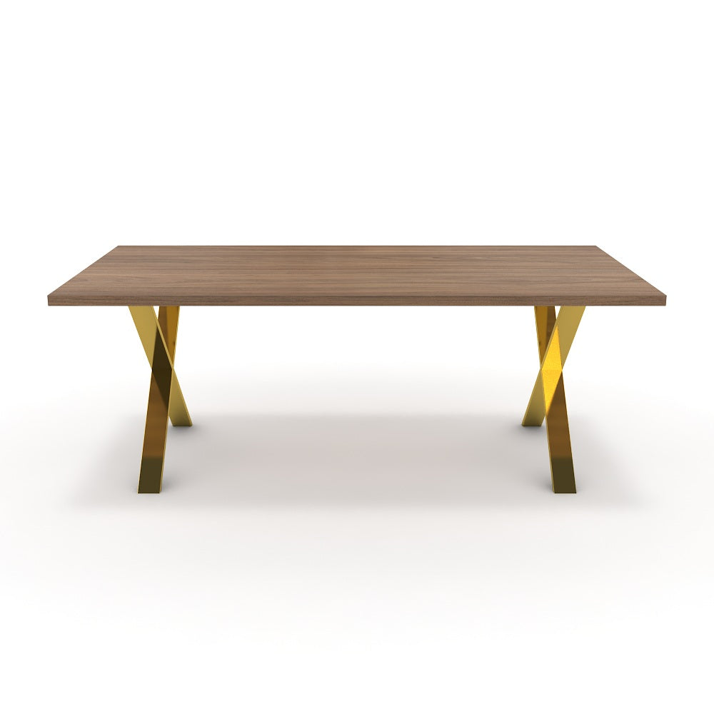 Étkezőasztal - Préma arany lábbal - Világos rauna szil, méret: 200x100