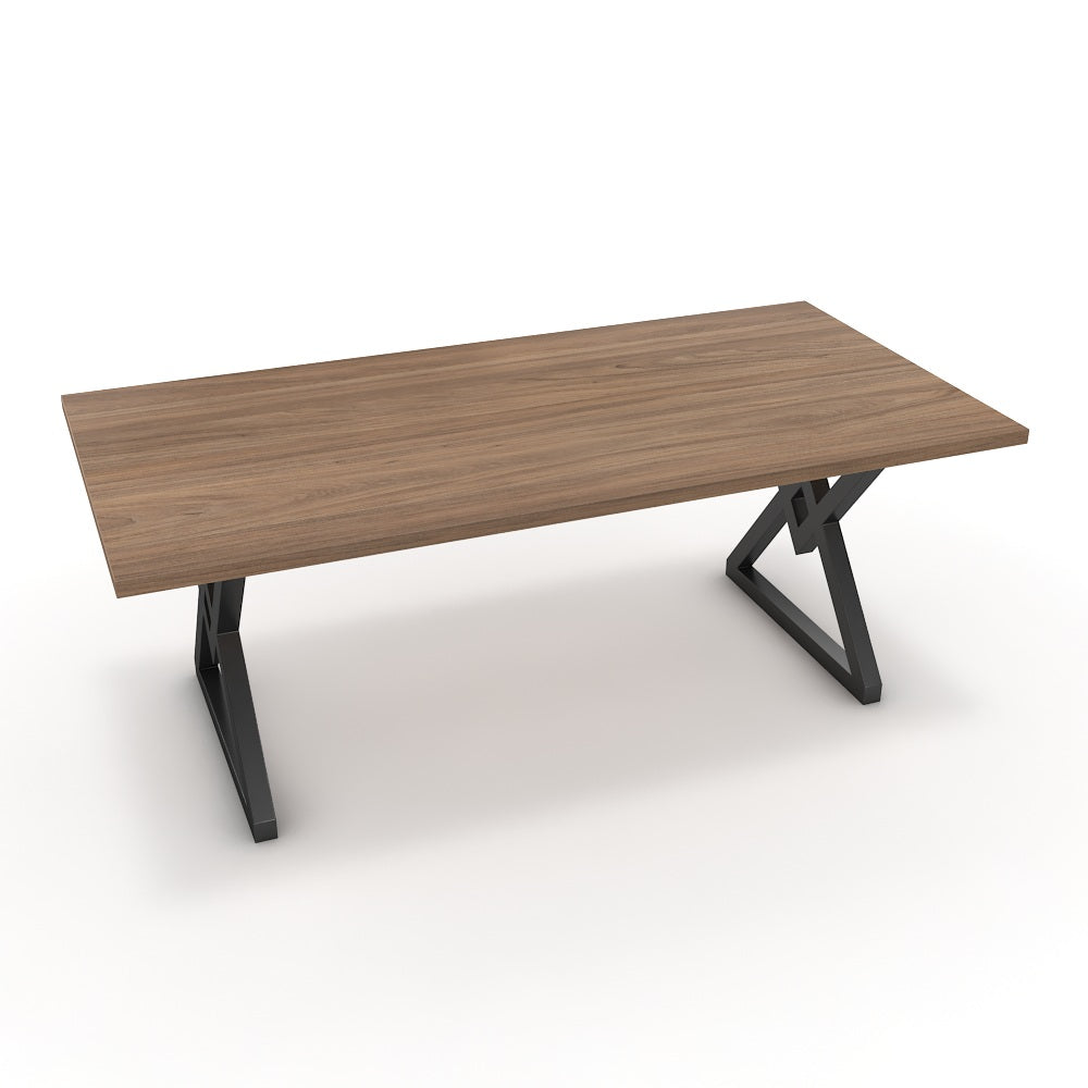 Étkezőasztal - Uttama fekete lábbal - Világos rauna szil, méret: 200x100