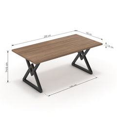 Étkezőasztal - Uttama fekete lábbal - Világos rauna szil, méret: 200x100
