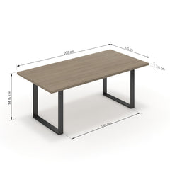 Étkezőasztal - Antara fekete lábbal - Szürke Vicenza tölgy, méret: 200x100