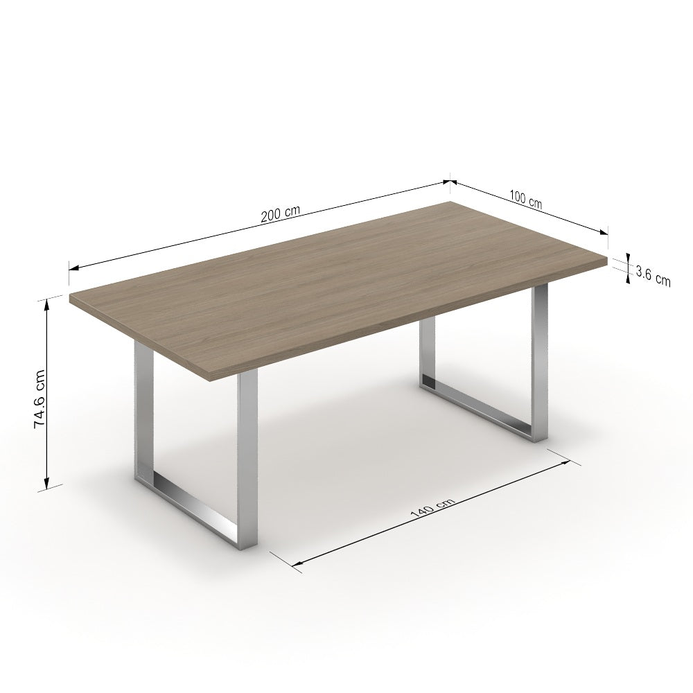 Étkezőasztal - Antara króm lábbal - Szürke Vicenza tölgy, méret: 200x100