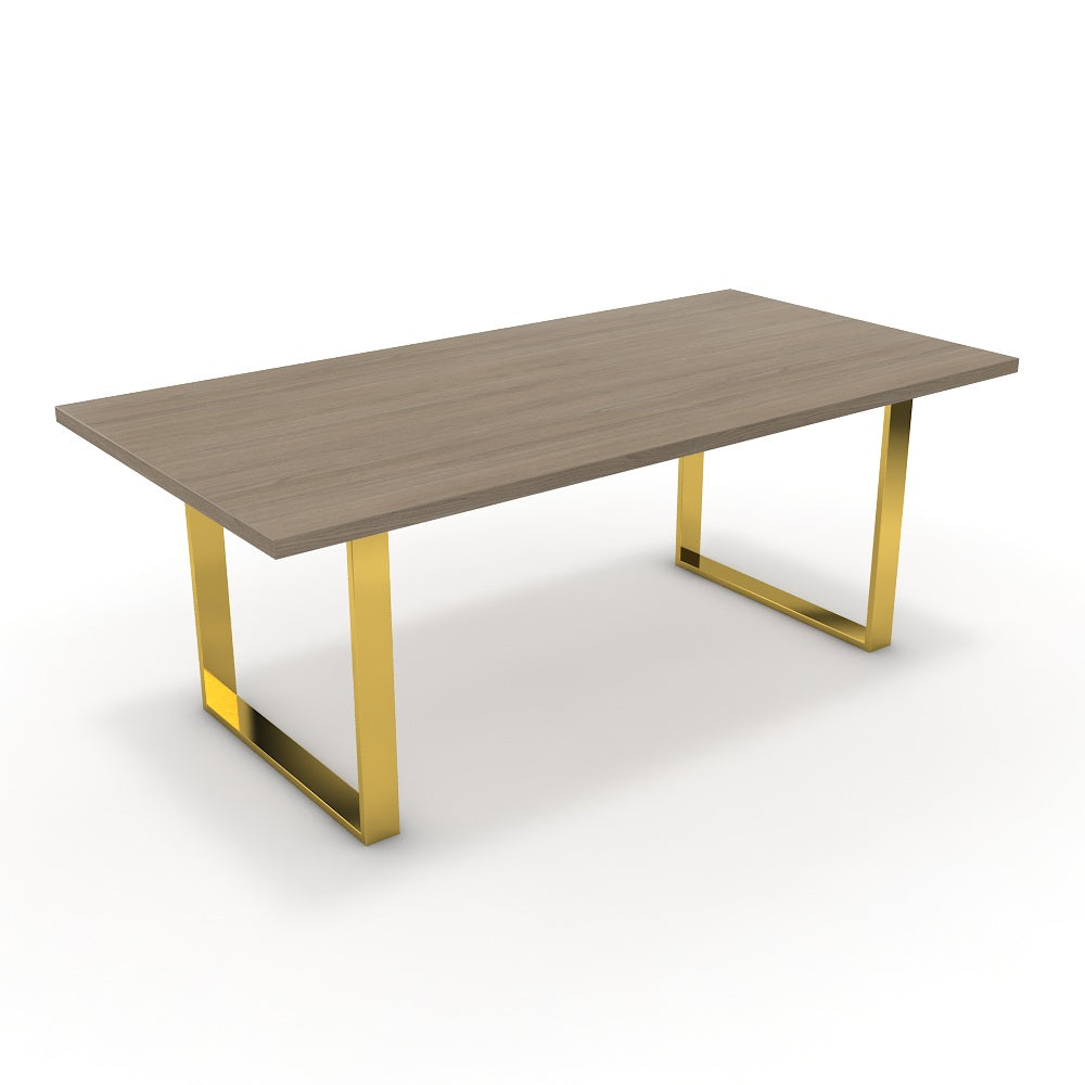 Étkezőasztal - Antara arany lábbal - Szürke Vicenza tölgy, méret: 200x100