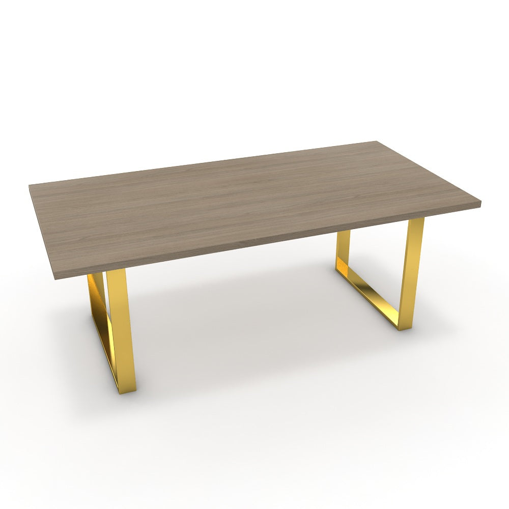 Étkezőasztal - Antara arany lábbal - Szürke Vicenza tölgy, méret: 200x100