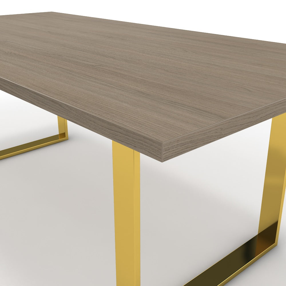 Étkezőasztal - Antara arany lábbal - Szürke Vicenza tölgy, méret: 200x100