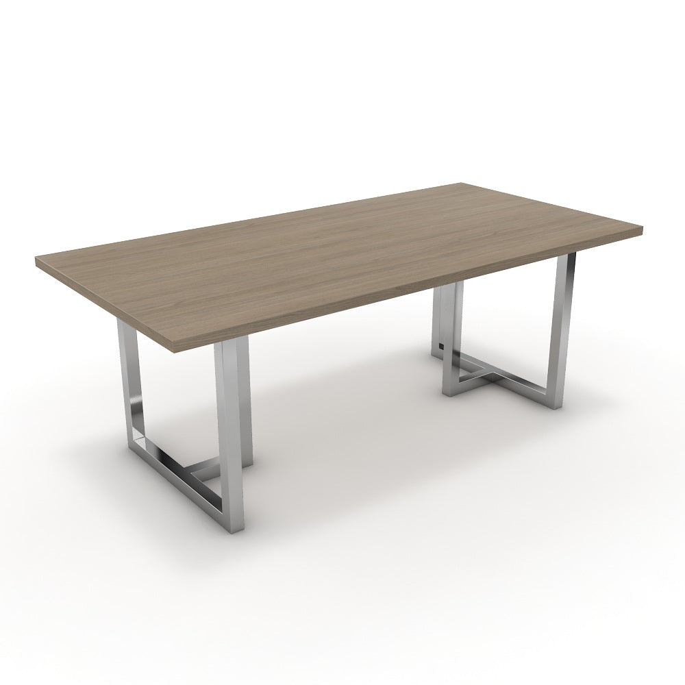 Étkezőasztal - Asara króm lábbal - Szürke Vicenza tölgy, méret: 200x100