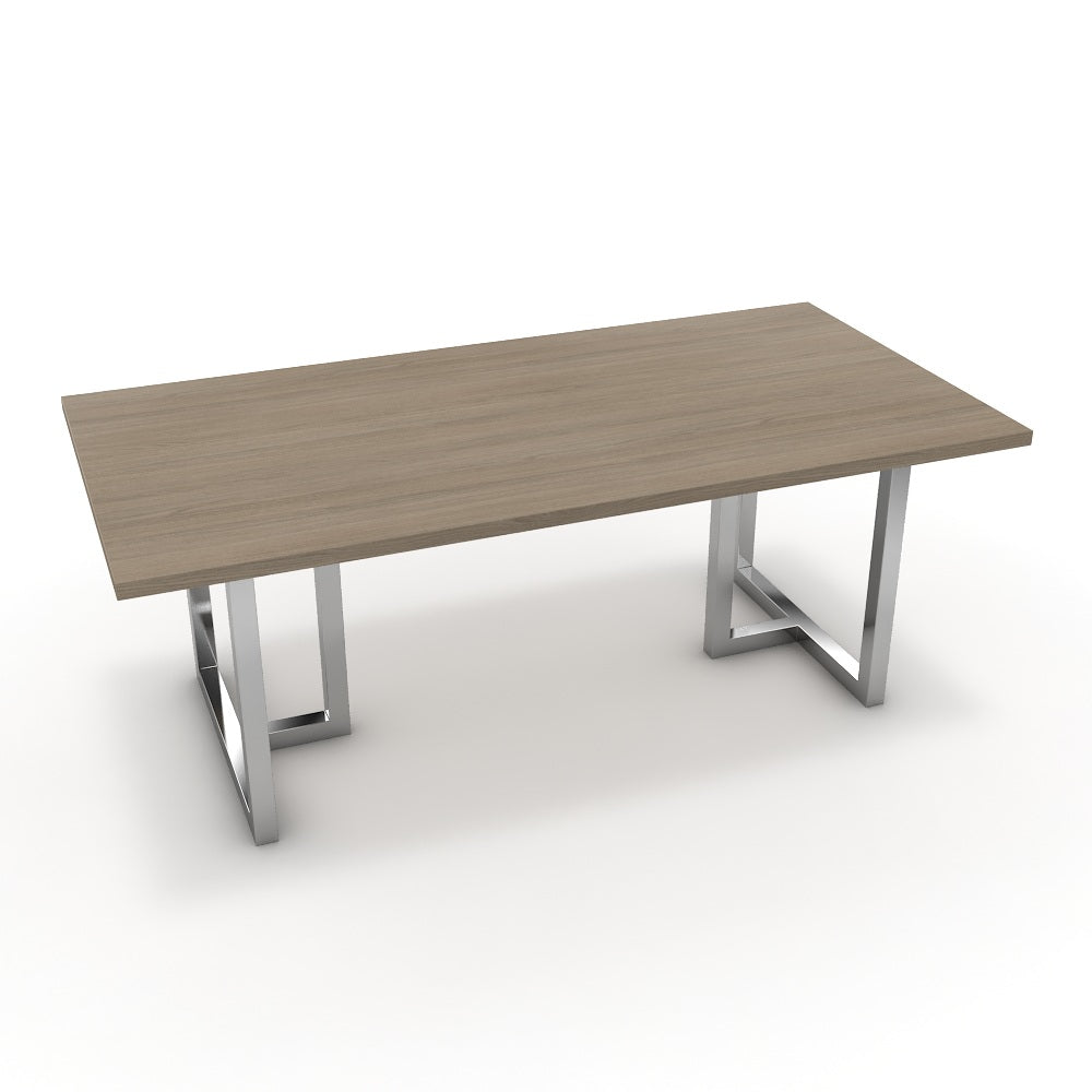 Étkezőasztal - Asara króm lábbal - Szürke Vicenza tölgy, méret: 200x100