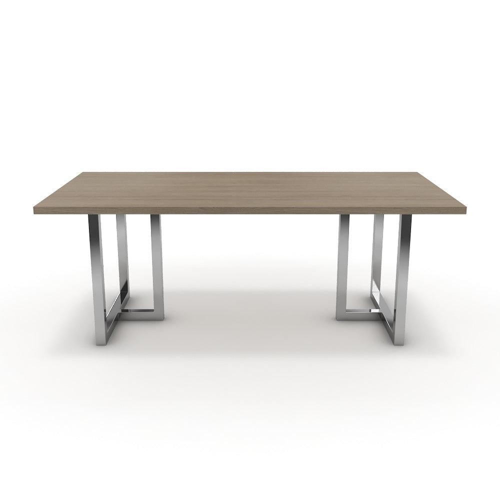 Étkezőasztal - Asara króm lábbal - Szürke Vicenza tölgy, méret: 200x100