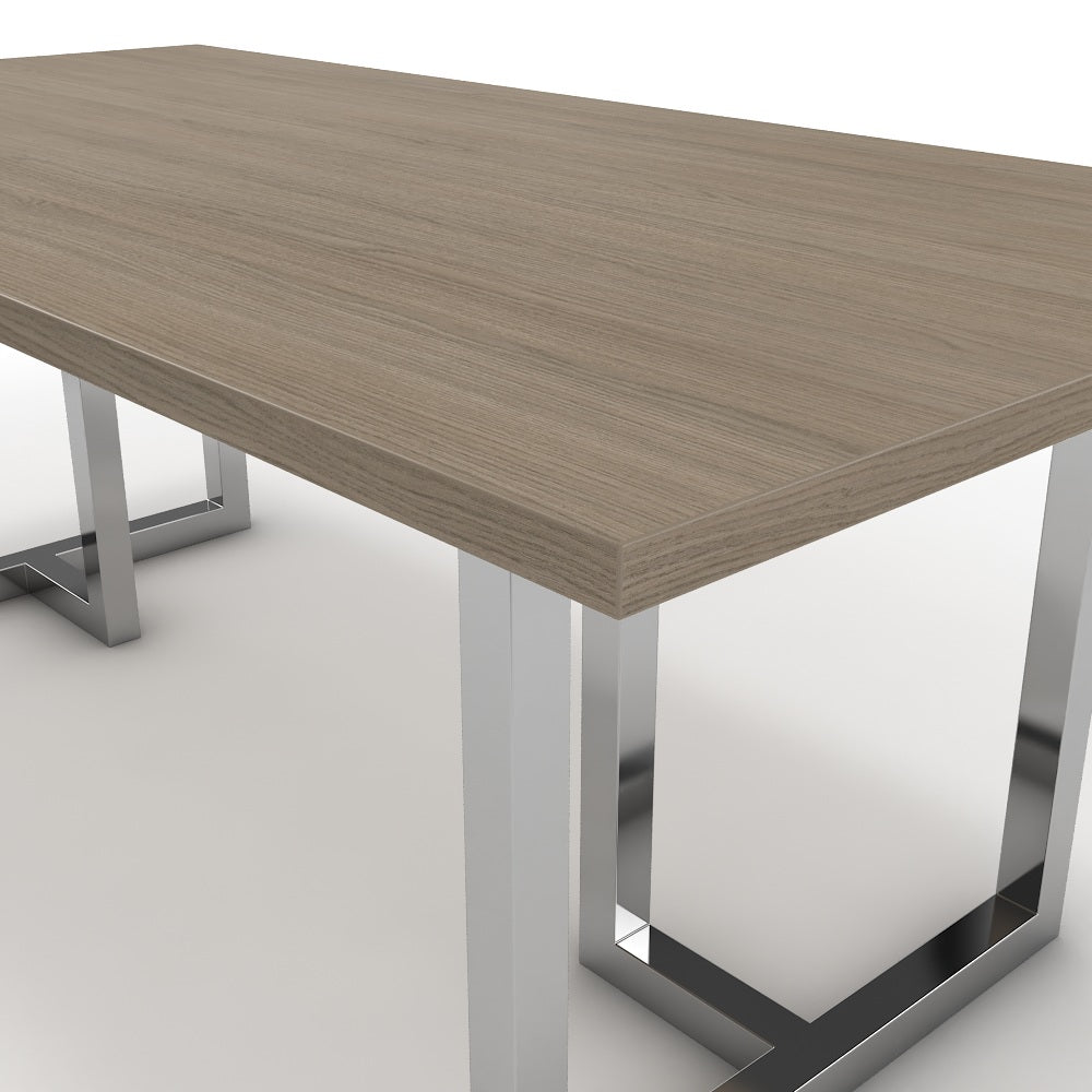 Étkezőasztal - Asara króm lábbal - Szürke Vicenza tölgy, méret: 200x100