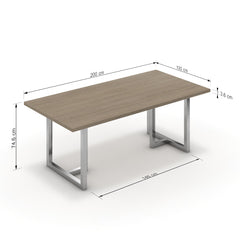 Étkezőasztal - Asara króm lábbal - Szürke Vicenza tölgy, méret: 200x100