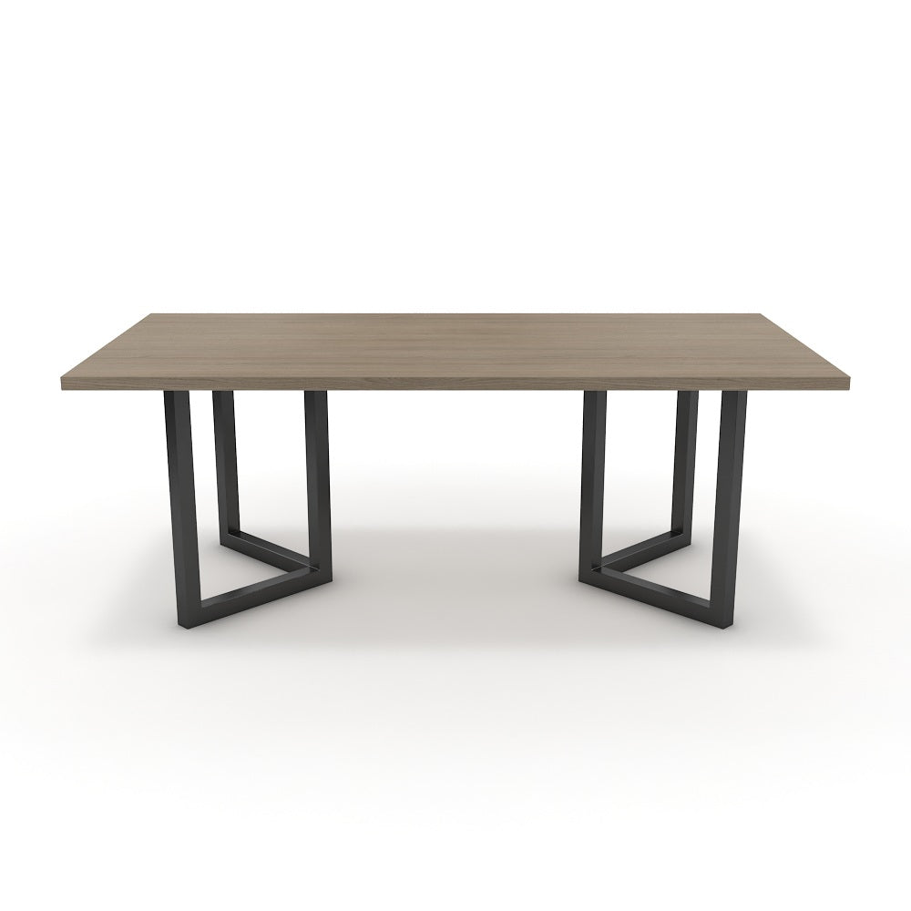 Étkezőasztal - Indra fekete lábbal - Szürke Vicenza tölgy, méret: 200x100