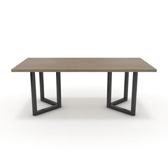 Étkezőasztal - Indra fekete lábbal - Szürke Vicenza tölgy, méret: 200x100