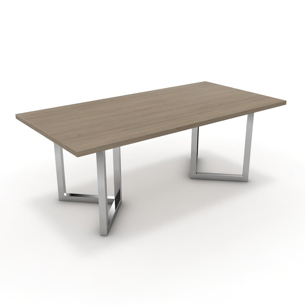 Étkezőasztal - Indra króm lábbal - Szürke Vicenza tölgy, méret: 200x100