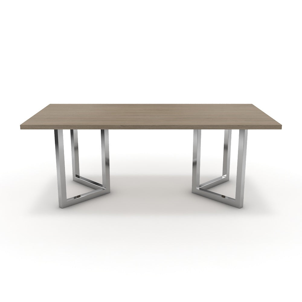 Étkezőasztal - Indra króm lábbal - Szürke Vicenza tölgy, méret: 200x100