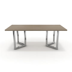 Étkezőasztal - Indra króm lábbal - Szürke Vicenza tölgy, méret: 200x100