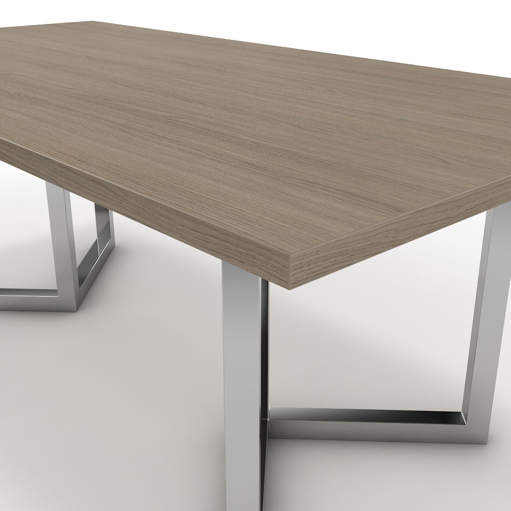 Étkezőasztal - Indra króm lábbal - Szürke Vicenza tölgy, méret: 200x100