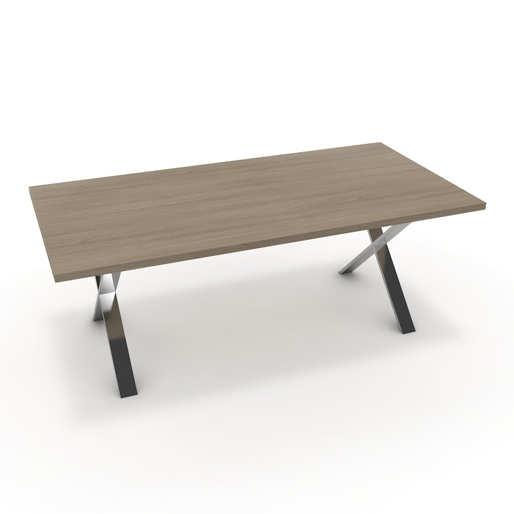 Étkezőasztal - Préma króm lábbal - Szürke Vicenza tölgy, méret: 200x100