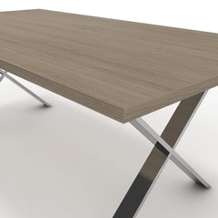 Étkezőasztal - Préma króm lábbal - Szürke Vicenza tölgy, méret: 200x100