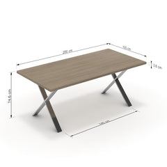Étkezőasztal - Préma króm lábbal - Szürke Vicenza tölgy, méret: 200x100