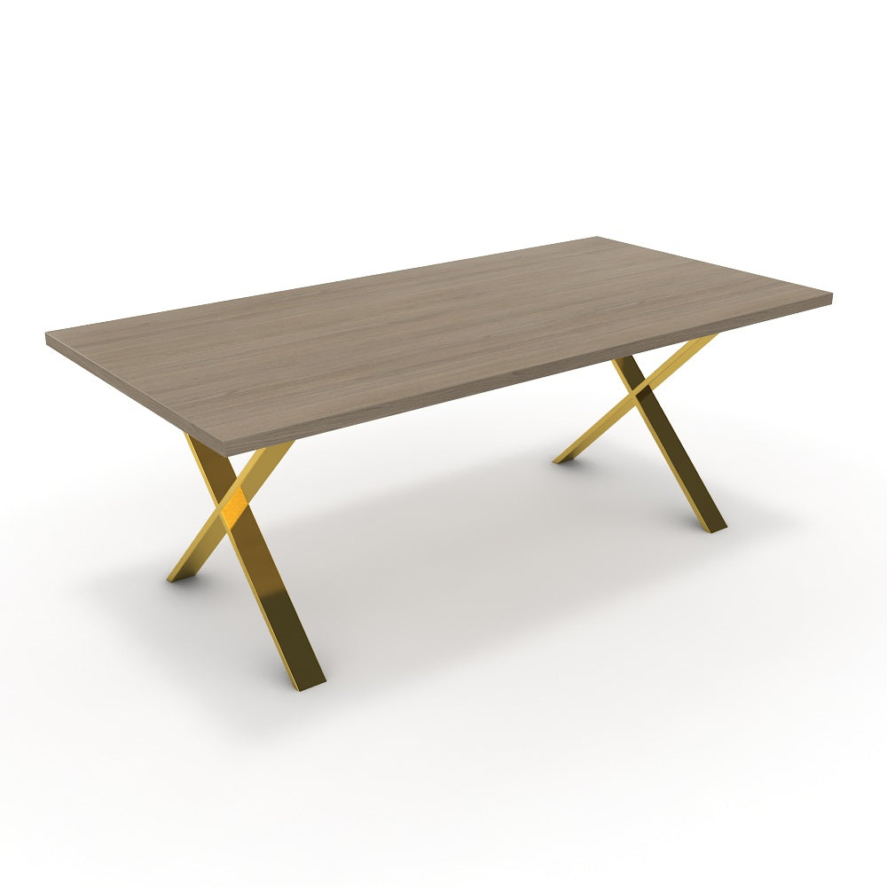 Étkezőasztal - Préma arany lábbal - Szürke Vicenza tölgy, méret: 200x100