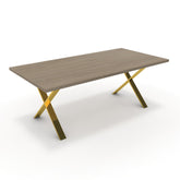 Étkezőasztal - Préma arany lábbal - Szürke Vicenza tölgy, méret: 200x100