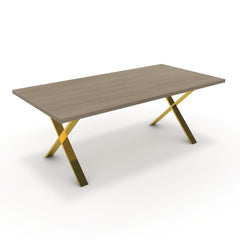 Étkezőasztal - Préma arany lábbal - Szürke Vicenza tölgy, méret: 200x100