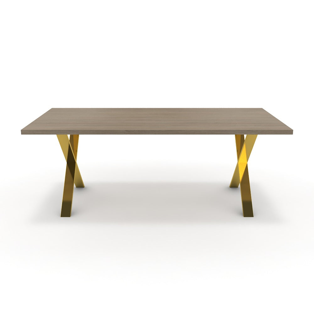 Étkezőasztal - Préma arany lábbal - Szürke Vicenza tölgy, méret: 200x100