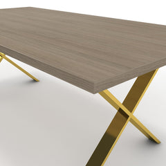 Étkezőasztal - Préma arany lábbal - Szürke Vicenza tölgy, méret: 200x100