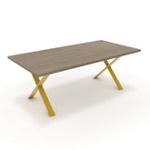 Étkezőasztal - Préma festett arany lábbal - Szürke Vicenza tölgy, méret: 200x100